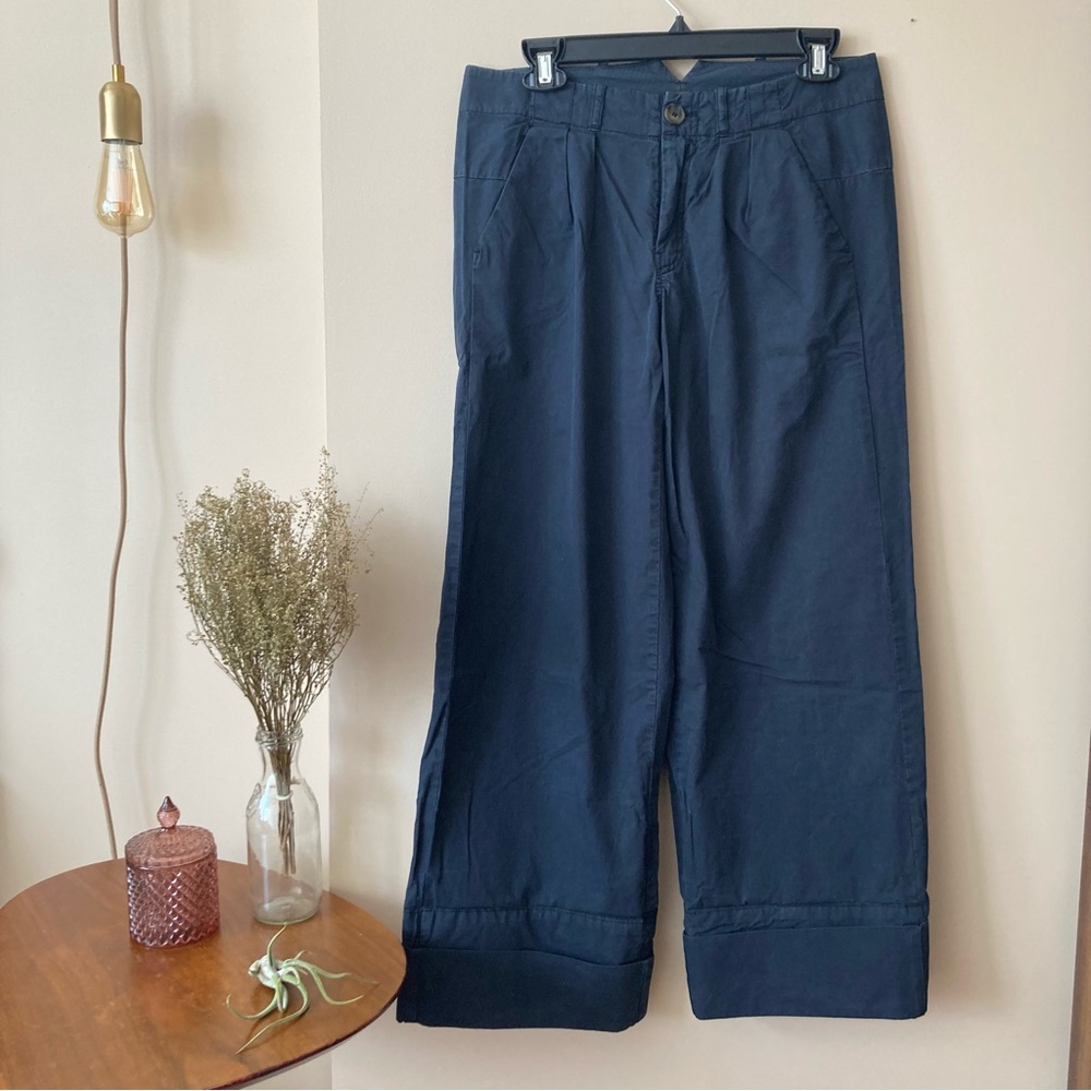 Free People Marina Trouser Pants in Black Poplin Wide Leg